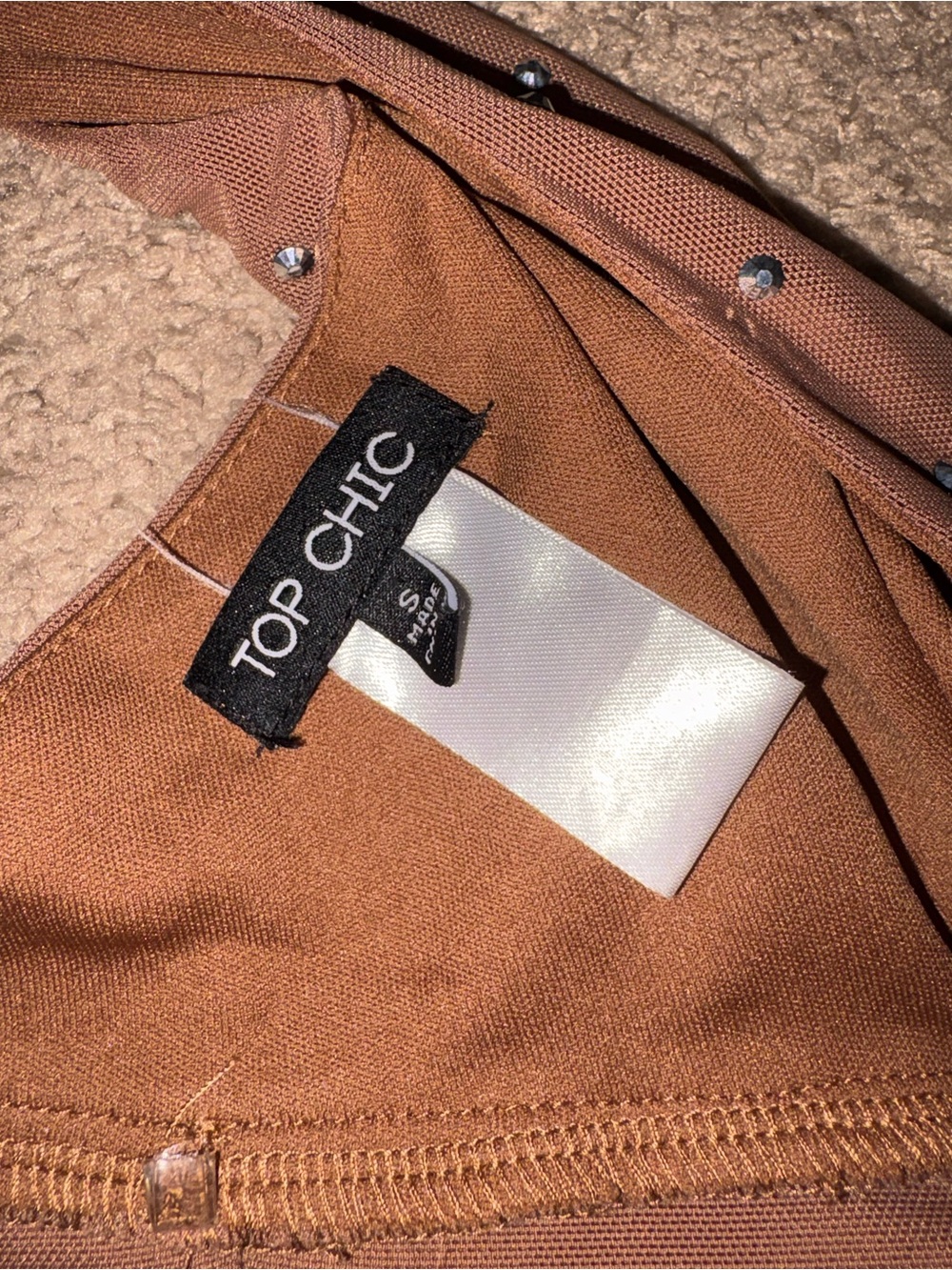 Brown Rhinestone Halter Crop Top - Picture 4 of 5